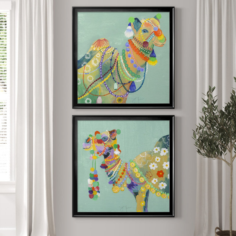 Pushkar Fair I - ensemble de 2 reproductions d'art graphique, Pas de tapis, H 34,5 po x l 69 po x P 1,5 po