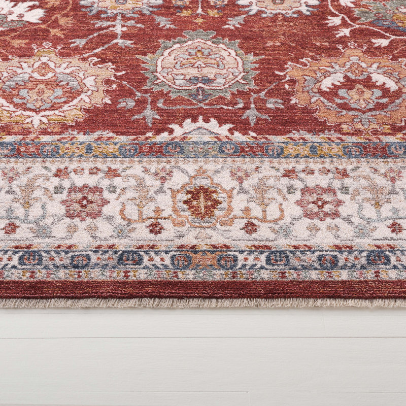 Red and Ivory Blue Hand-Knotted Oriental Rug, 8' x 10'