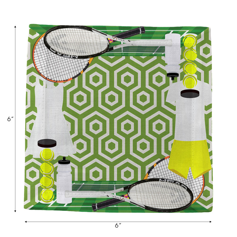 Serviettes de tennis en satin de coton, Vert / Blanc