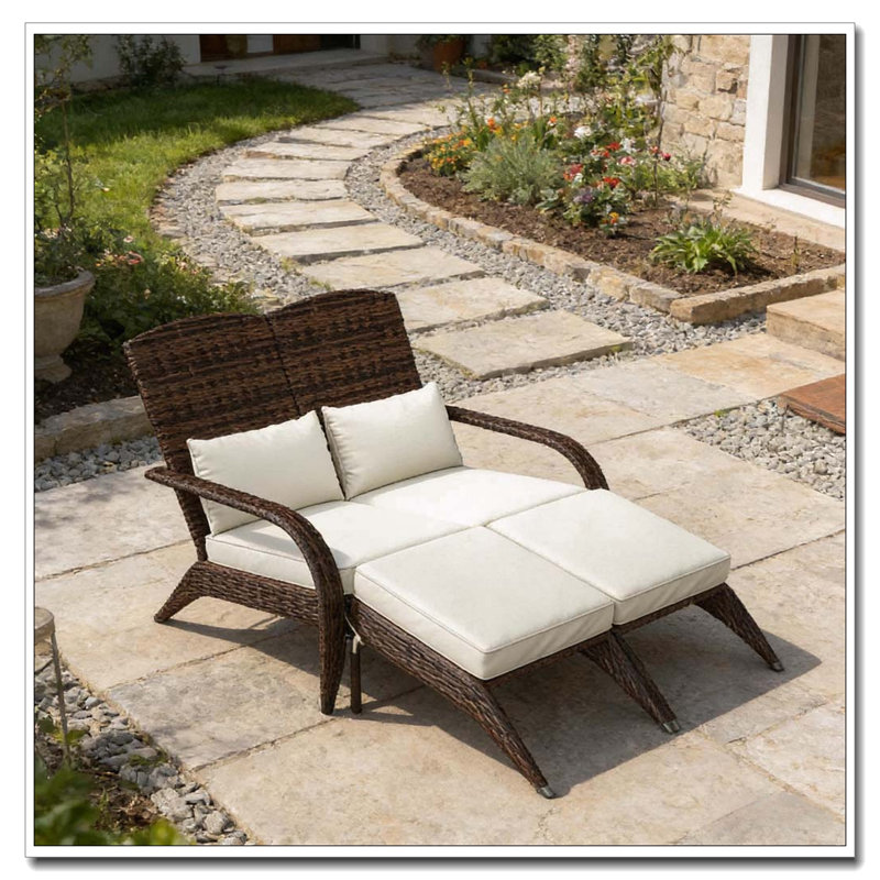 Outdoor High-Back Chair,Garden Wicker Chair, Brown Mix,Cream White