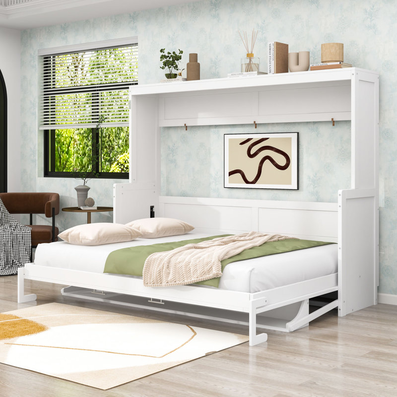 Lit escamotable avec bureau Wissem, Blanc, Grand