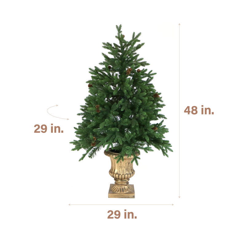 48'' Noble Fir Potted Christmas Tree with Multi-Color LED Lights