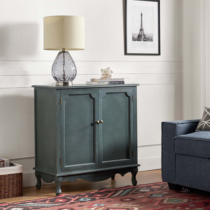 Arshawn Solid Wood 2-Door Accent Cabinet, Blue
