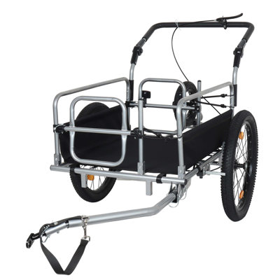 Remorque 3-en-1 robuste pour vélo avec structure en acier, capacité de 110 lb, poussette convertible et chariot de traction avec suspension et pneus FAT de 20 pouces.
