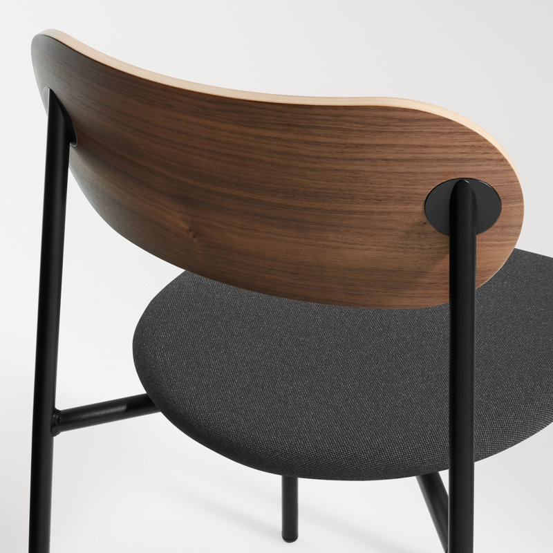 SideBySide Upholstered Dining Chair, Walnut, Maharam Meld in Panda