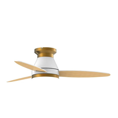  Ventilateurs de plafond encastrés avec lumières 42 pouces, ventilateurs de plafond à profil bas à DEL 3 pales avec télécommande pour patio de chambre à coucher, à intensité variable, 3CCT, moteur à courant continu réversible silencieux, or blanc