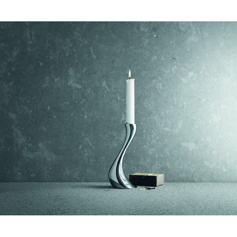 Cobra Stainless Steel Candlestick, Stainless Steel, 7.87" H x 3.15" W x 3.54" D