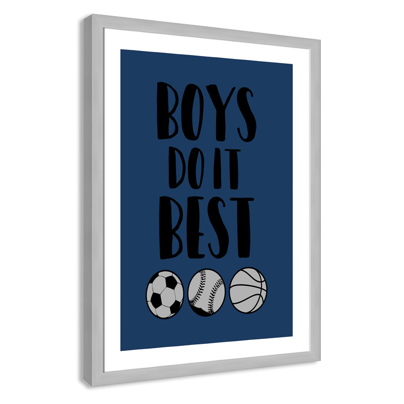 «Boy Do It», art encadré, H 36,5 po x l 26,5 po x P 0,6 po, Cadre argenté