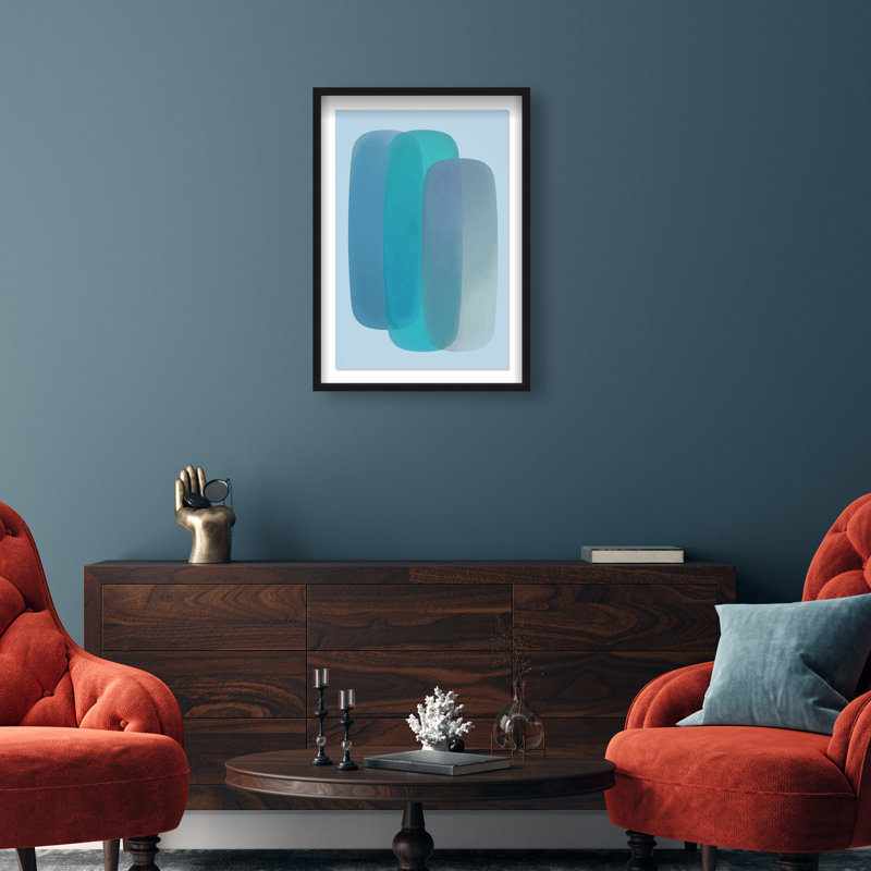 Teal Gradients Print by Oliver Gal, 25.5"H x 17.5"W, Black Shadowbox