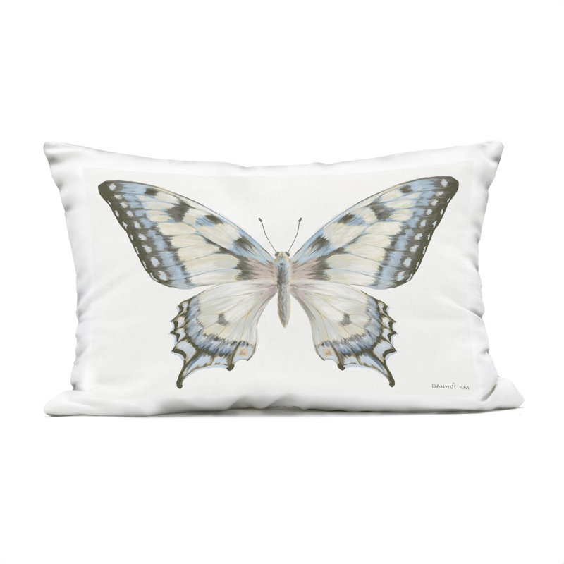 Coussin décoratif imprimé papillon bleu et brun, par Danhui Nai, Animaux bleus 12, Rectangle H 14 po x l 20 po