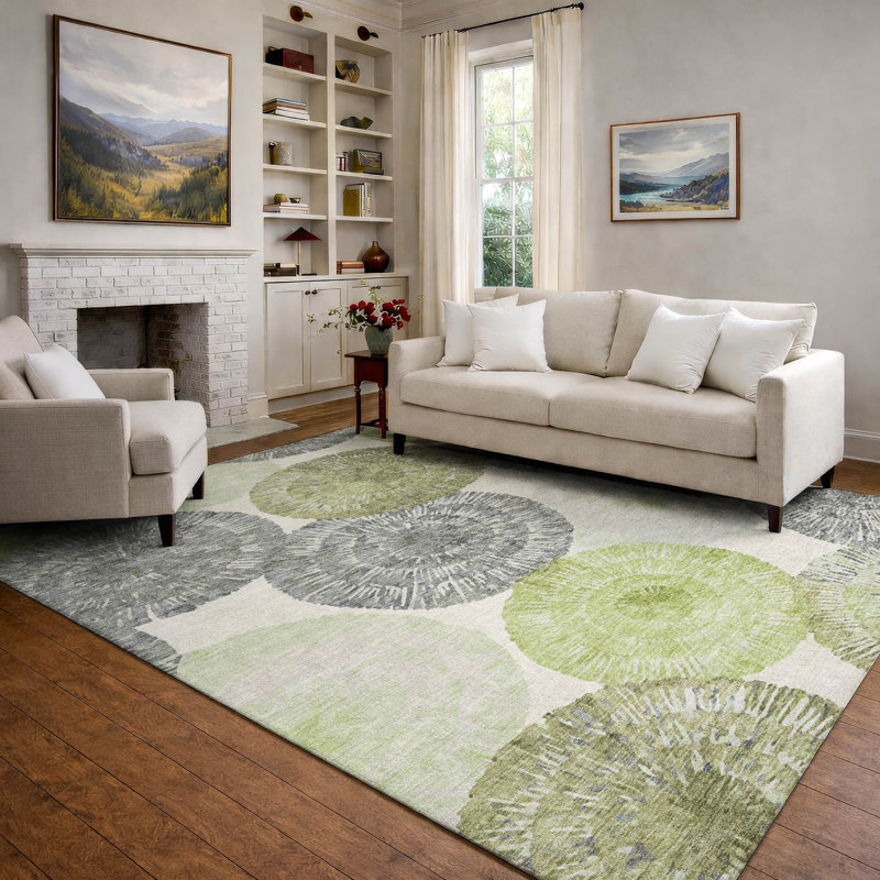 Premium Machine Washable Mayfield AMF2351 Abstract Rug, 8' x 10', Aloe