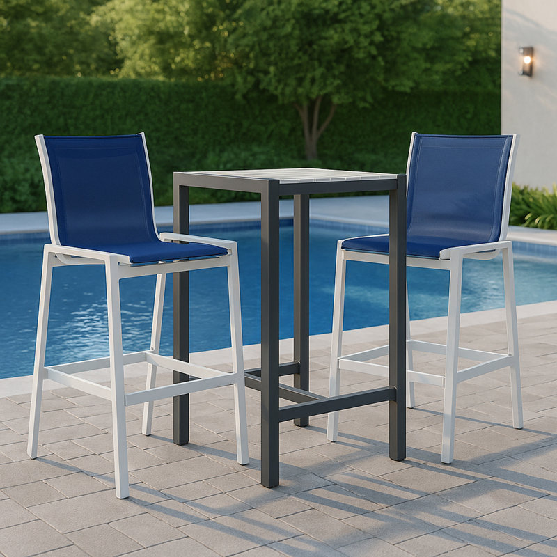 Tabouret de bar 29 po Ury, Blanc, Bleu marine