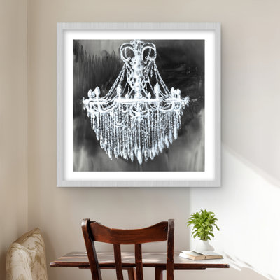 Big Glam Chandelier - reproduction encadrée monochrome pour la décoration intérieure