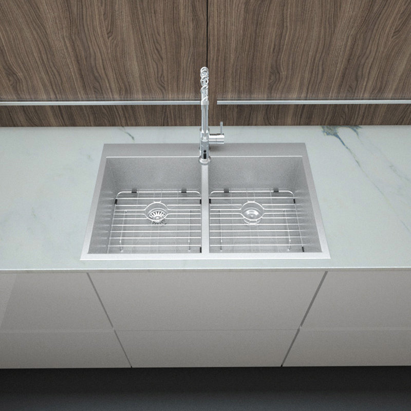 33 " L Drop-In Double Bowl Stainless Steel Kitchen Sink