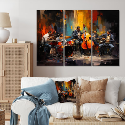 «Yellow Black Jazz Band II» sur toile, reproduction de 3 pièces