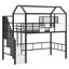 Lit mezzanine en métal avec toit et boîte de rangement, simple-2077117303