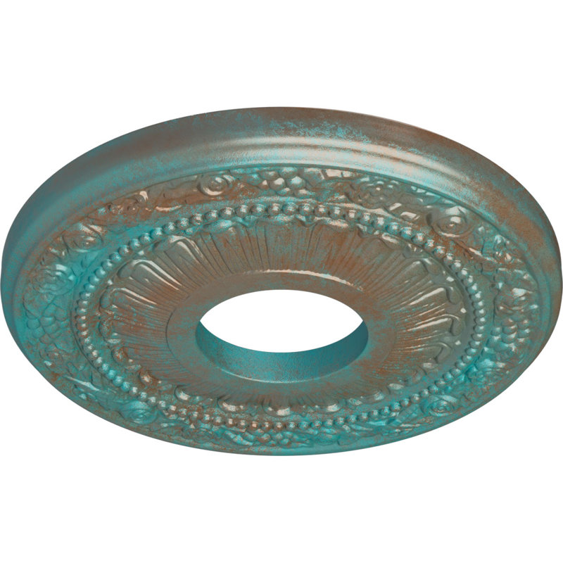 Médaillon de plafond H 12,125 po x l 12,125 po x P 0,875 po Nadia, Cuivre patiné de vert