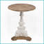 Table basse en bois de sapin blanc antique avec piédestal floral classique, facile à assembler et amp; Vaste espace de décoration