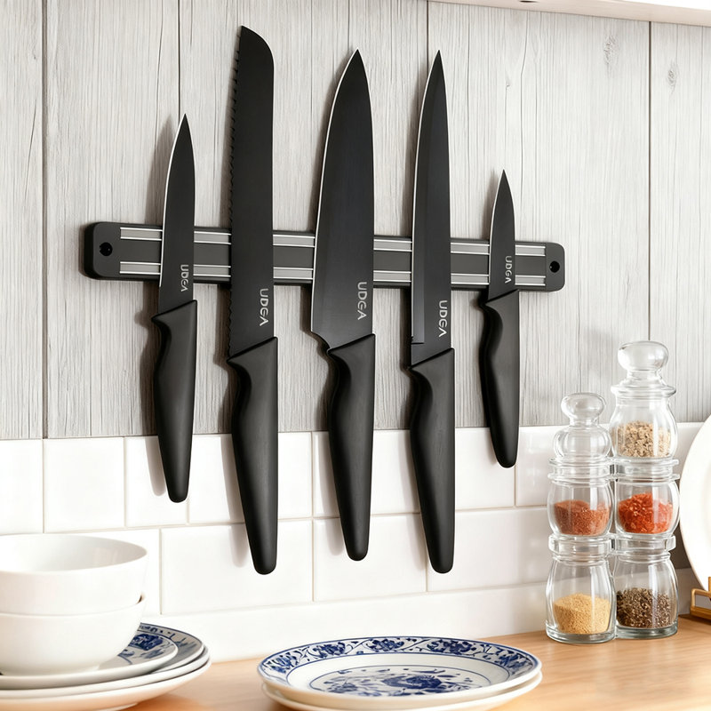 Ensemble de couteaux de cuisine 6 pièces, à bande magnétique, convenant au lave-vaisselle