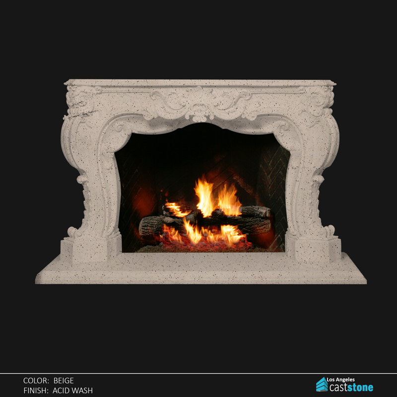 Ribera Fireplace Surround, Beige Acid Wash, 53" H x 90" W x 15" D