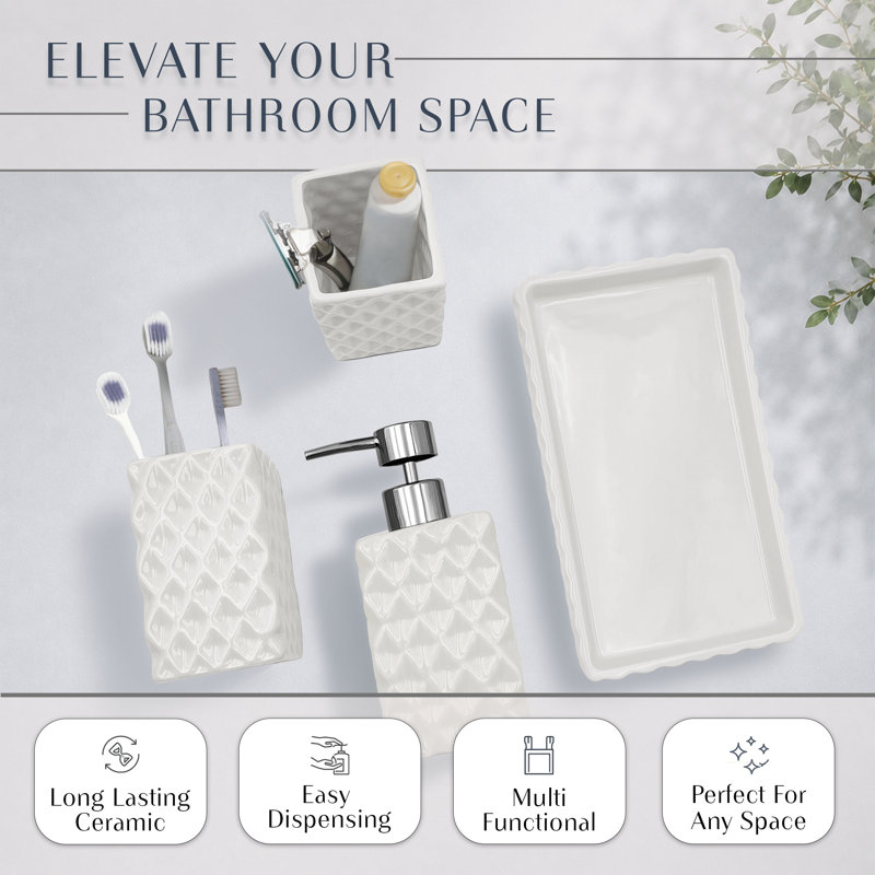 Ensemble d'accessoires de salle de bain 4 pièces Ashford, White