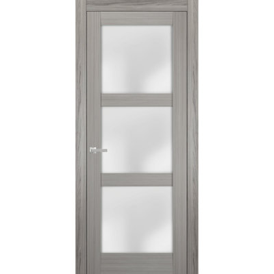 Porte-fenêtre en verre givré massif | Lucia 2552 | Poignée simple à panneau régulier | Portes de salle de bain robustes