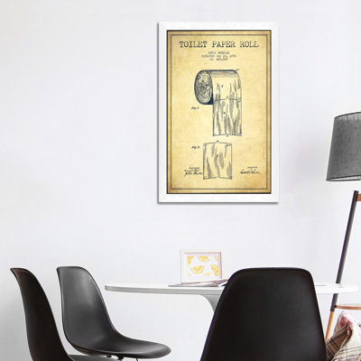 Toilet Paper Vintage Patent Blueprint 1 Piece Wall Art on Canvas