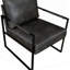 Fauteuil d'appoint rembourré de similicuir gris foncé, structure en métal noir, 1 pièce, confort, durabilité, élégance