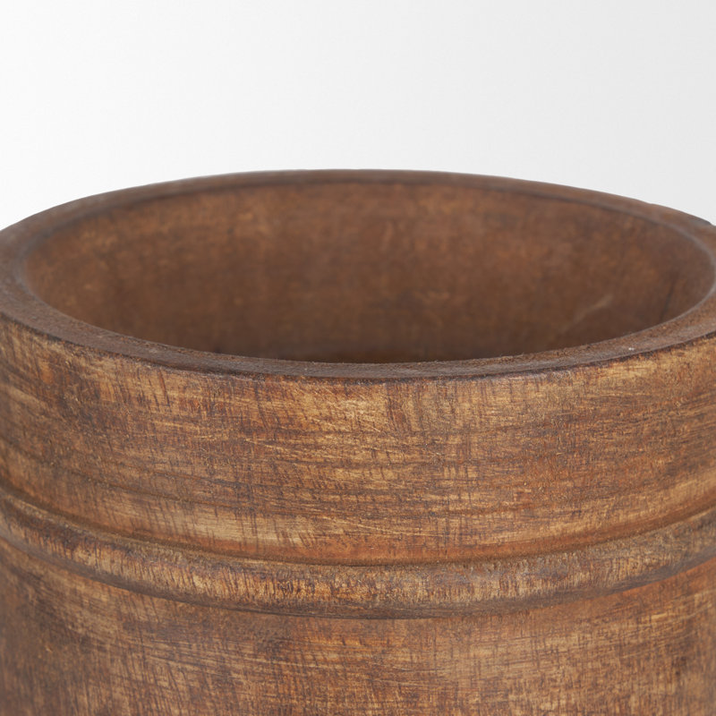Petit pot en bois brun Arvind, H 11 po x l 5,5 po x P 5,5 po