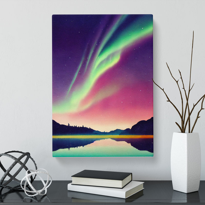 Watercolour Aurora Borealis Vol.1 - Wrapped Canvas, 76cm H x 50cm W x 3cm D