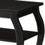 Table de bout traditionnelle noire avec deux tablettes et une forme carrée pour un usage domestique
