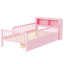 Fascinant lit simple rose avec garde-corps et espace de rangement-1726057318