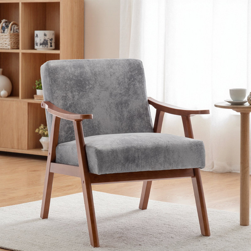 Jamesina 26.37" W Armchair, Gray Fabric, 32.3" H x 30.3" W x 25.8" D