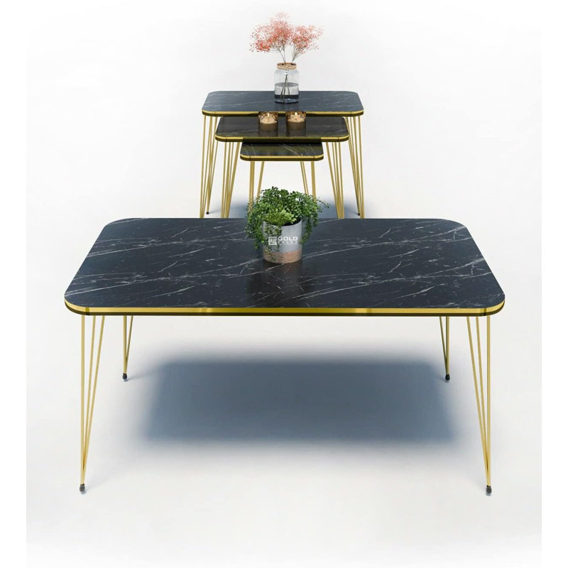 Tania 35 cm W Console Table, Black Marble