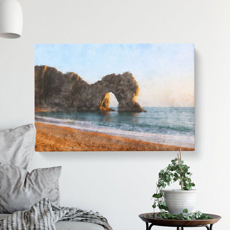 Durdle Door Cliffs At Sunset - Wrapped Canvas Print, 35cm H x 50cm W x 3cm D