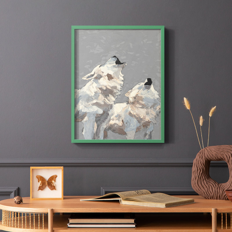 Midnight Wolves, reproduction encadrée - bois massif, Vert, H 10 po x l 8 po