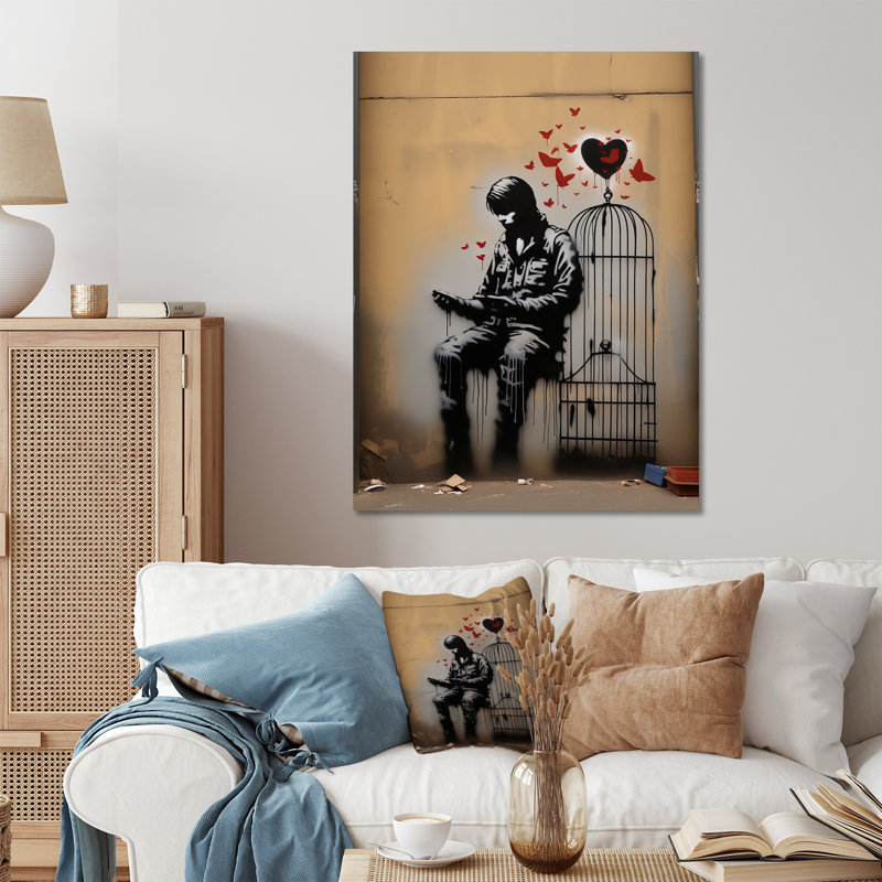 «Black Urban Solitude Pop Street Art I», art mural Pop Art, H 32 po x l 16 po x P 1 po