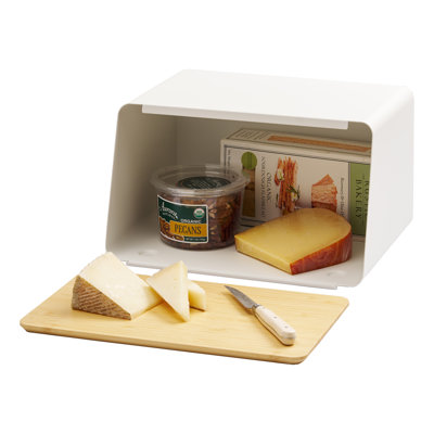 Tower Bread Box With Removable Bamboo Wooden Cutting Board Lid, Kitchen Storage Box