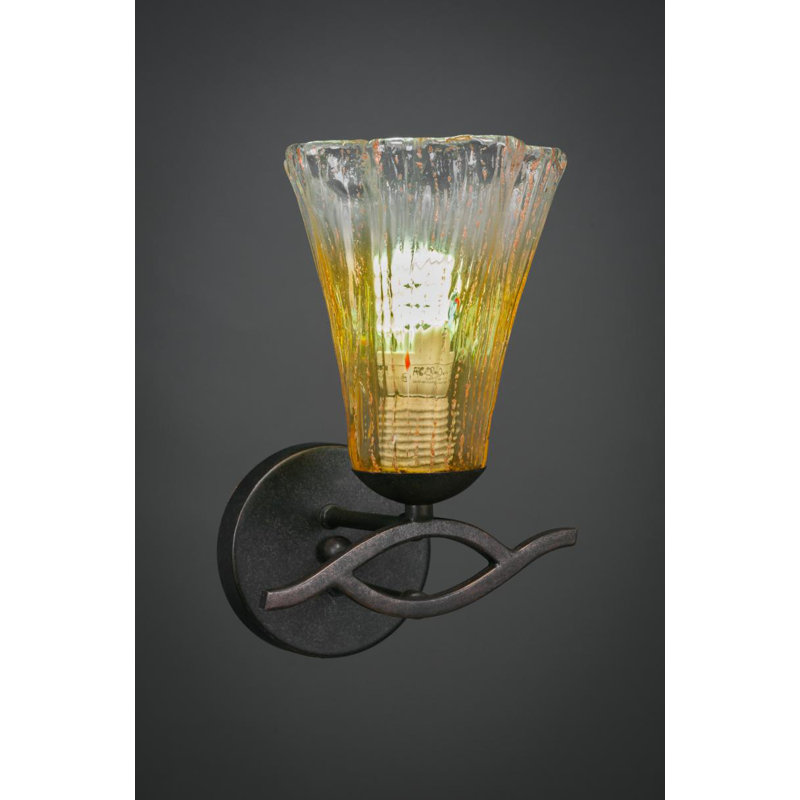Hiroko 1 - Light Dimmable Dark Granite Armed Sconce, Gold Champagne