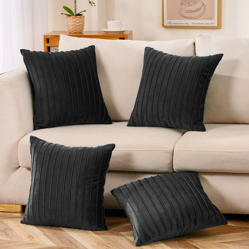 WARISI - Housse de coussin en velours | Housses de coussin décoratif | 18 po x 18 po, carré | 4 pièces | Pas de coussins décoratifs