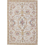 Hand-Knotted High-Quality Ivory and Ivory Area Rug