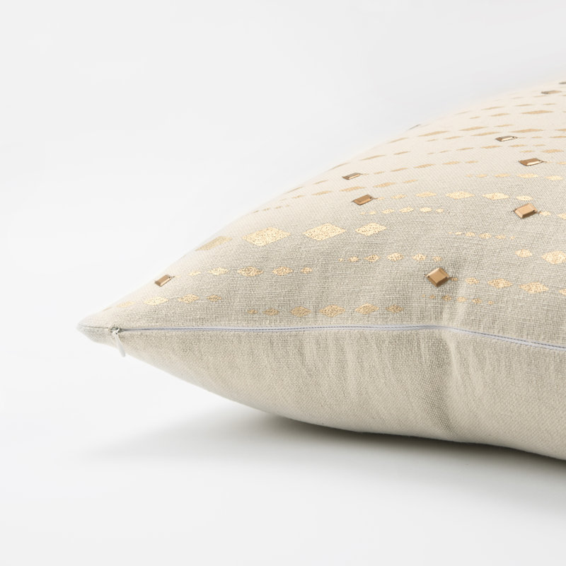 Geometric Cotton Throw Pillow, Gold