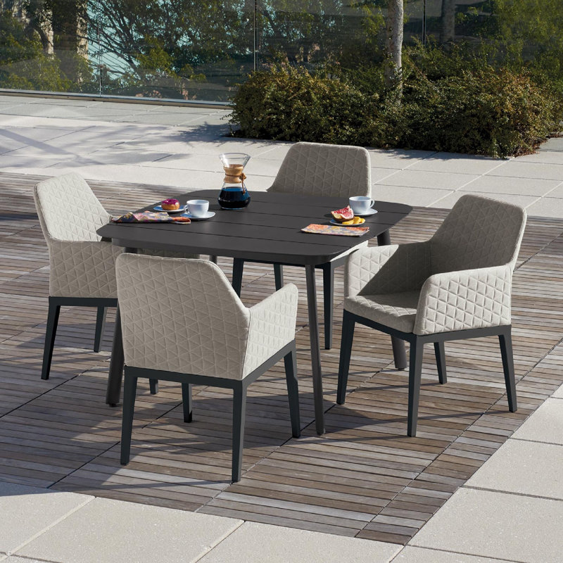 Chaise de terrasse avec coussin Oland, Carbone, Toile granit Sunbrella®