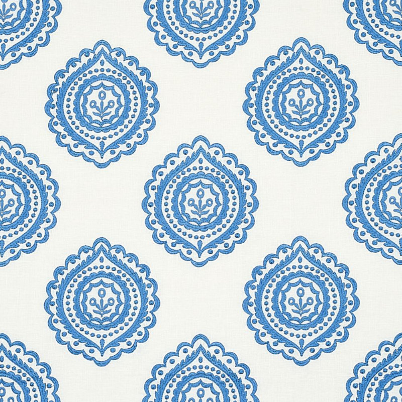 Tissu de broderie en lin Olana, Bleu