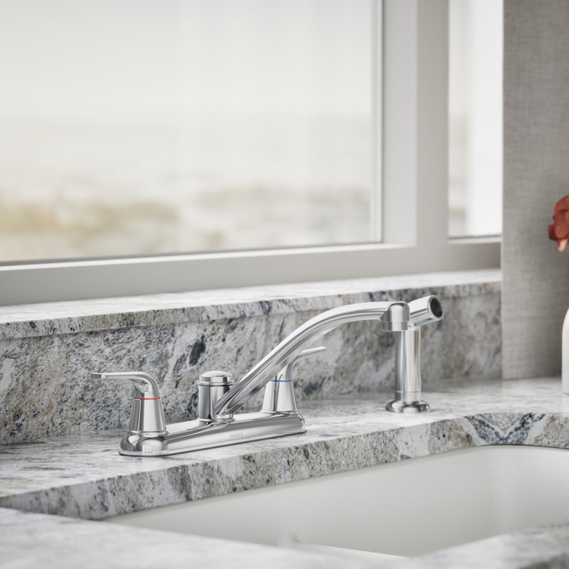 Double Handle Kitchen Faucet with Side Spray