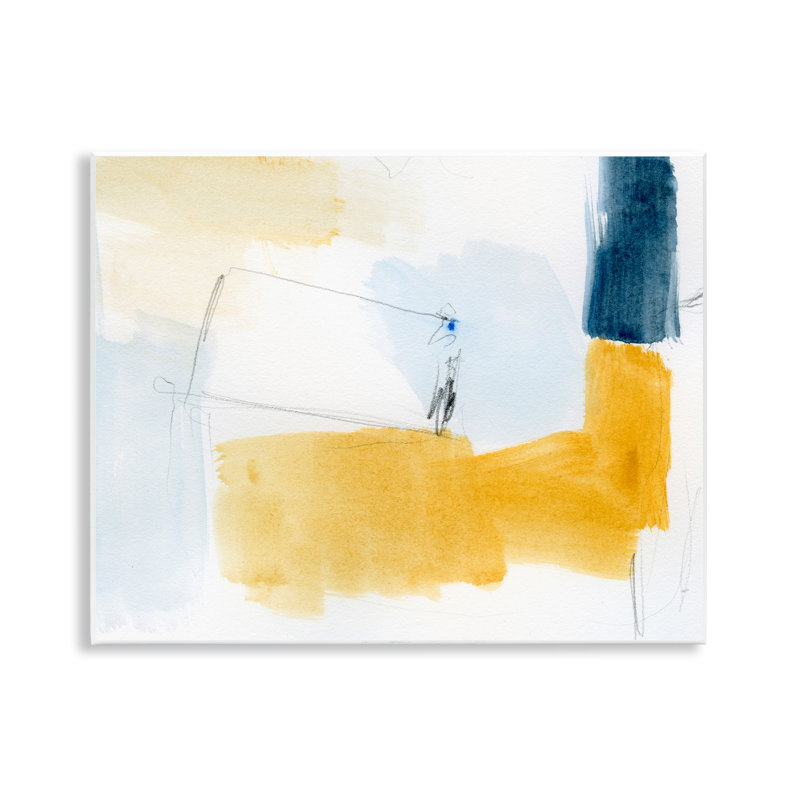 Art mural jaune et bleu abstrait par Victoria Barnes