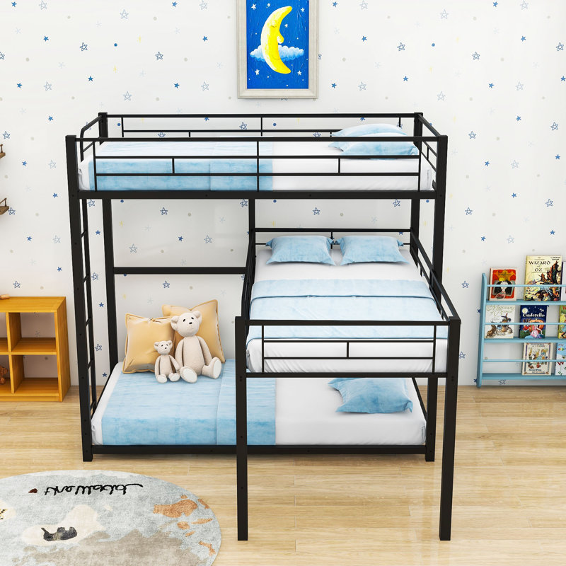 Abisaid Kids Twin Over Twin Over Twin Bunk Bed