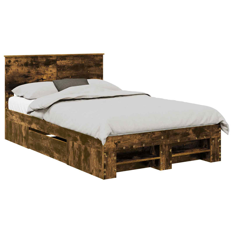 Bed, Small Double (4'), Smoked Oak