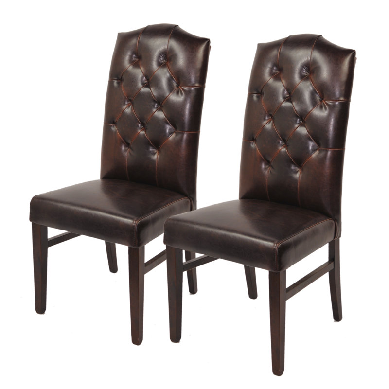 Ensemble de 2 chaises d'appoint en cuir - bourgogne