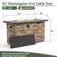 Foyer de table au propane de 42 po x L 20 po, foyer rectangulaire en béton de 50 000 BTU